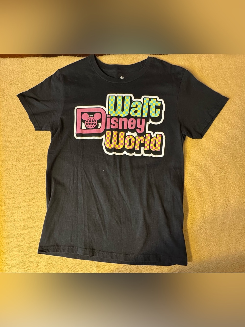 Disney Black Short Sleeve Tee with Multicolor Walt Disney World Logo